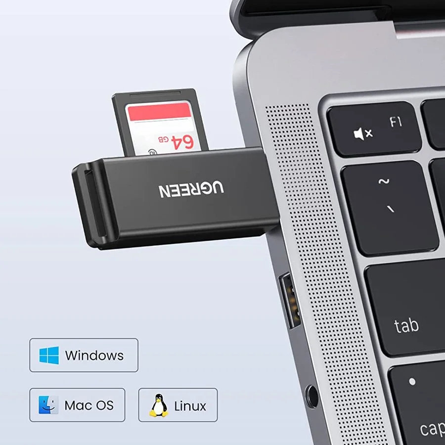 Đầu đọc thẻ USB 3.0 hỗ trợ thẻ TF và DS màu đen Ugreen (40752)