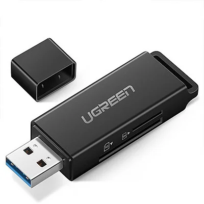 Đầu đọc thẻ USB 3.0 hỗ trợ thẻ TF và DS màu đen Ugreen (40752)