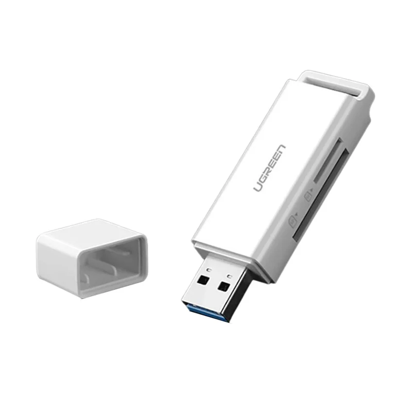 Đầu đọc thẻ USB 3.0 hỗ trợ thẻ TF và DS màu trắng Ugreen (40753)