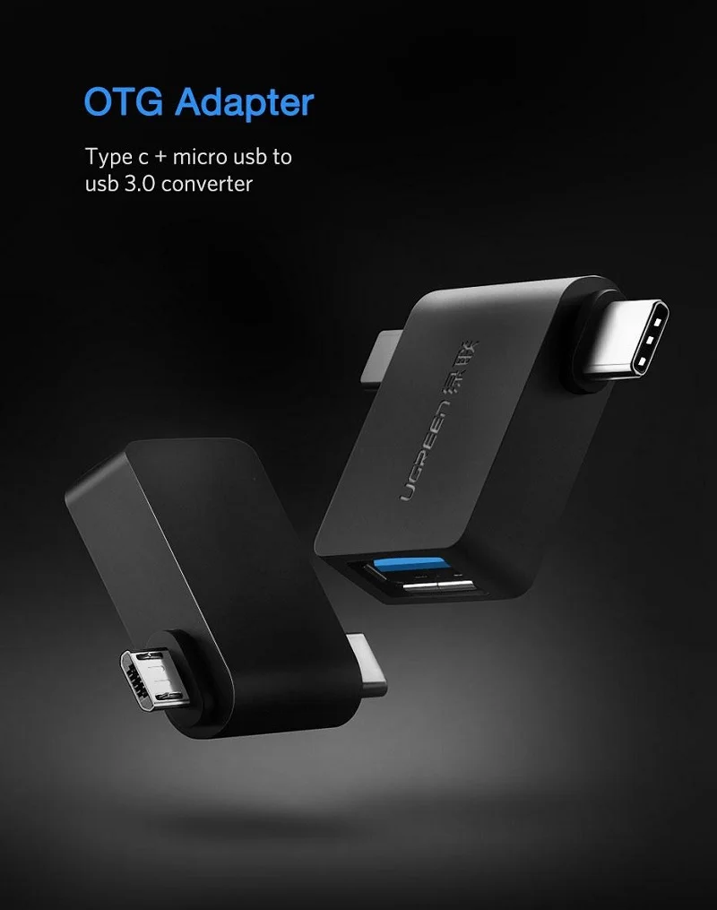 Đầu nối Micro USB + USB-C sang USB 3.0 màu đen Ugreen (30453) — ảnh 5