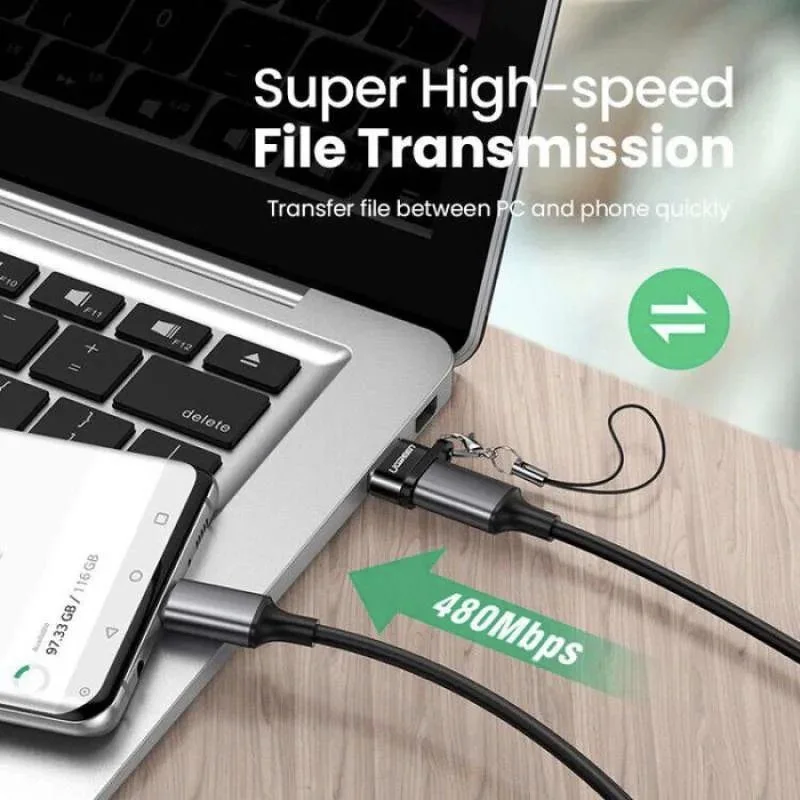 Đầu nối USB 2.0 sang Type-C màu xám Ugreen (50568) — ảnh 3