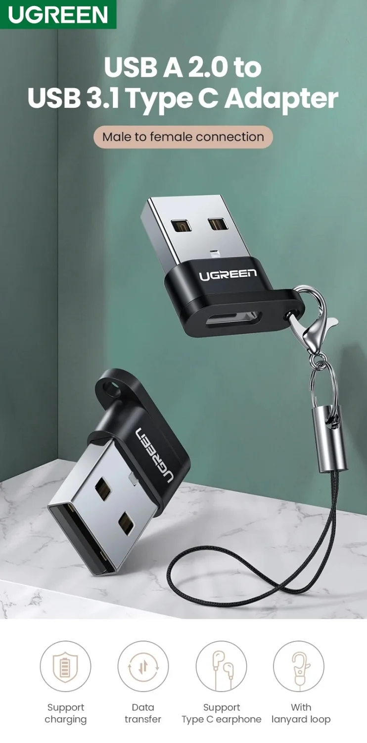 Đầu nối USB 2.0 sang Type-C màu xám Ugreen (50568) — ảnh 6