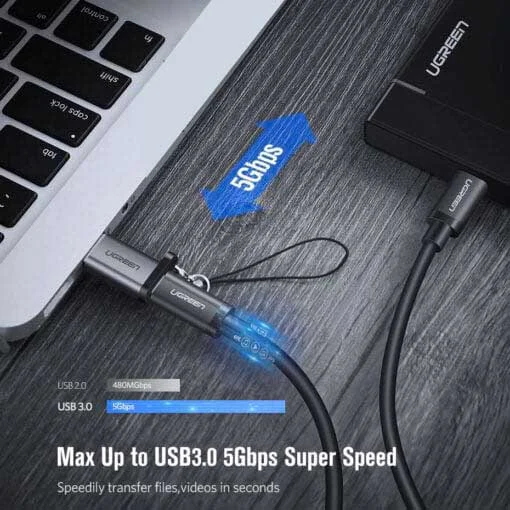 Đầu nối USB 3.0 sang USB type C màu xám Ugreen (50533) — ảnh 5