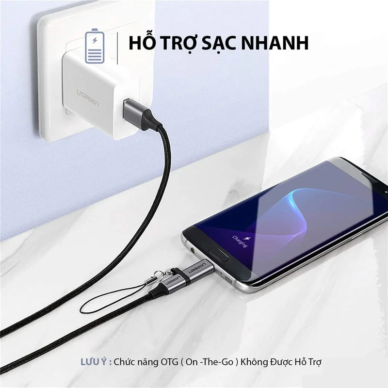 Đầu nối USB Type-C sang micro USB màu xám Ugreen (50590)