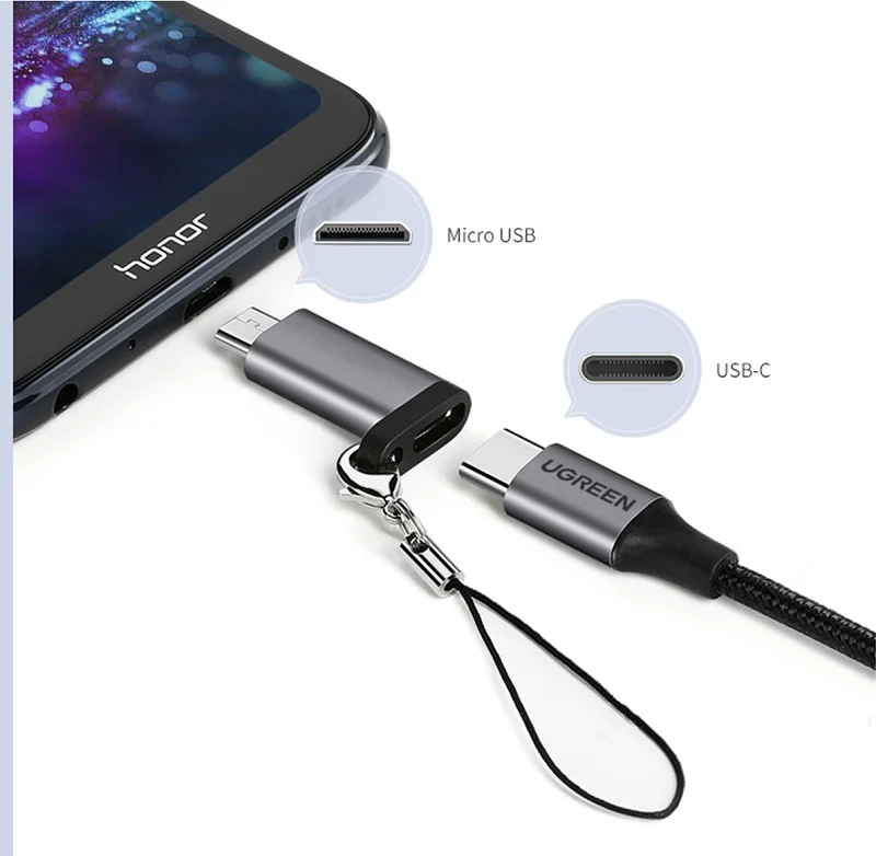Đầu nối USB Type-C sang micro USB màu xám Ugreen (50590) — ảnh 9