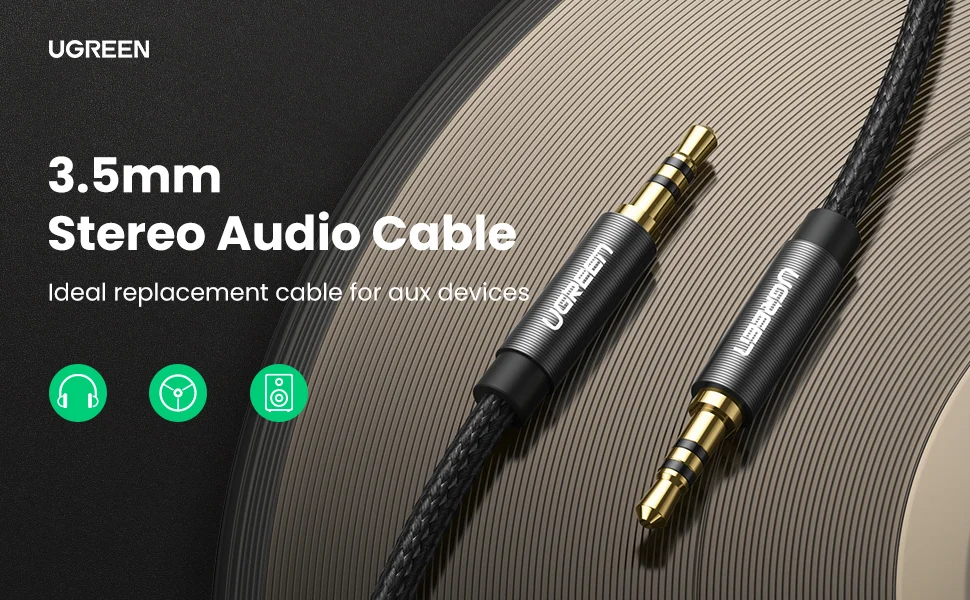 Ugreen 50360 0.5M màu Đen Cáp âm thanh 2 đầu 3.5mm dương AV112