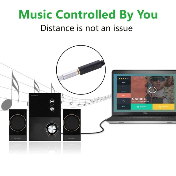 Dây AV 3.5mm female sang 2RCA male dài 1M Ugreen (10588)