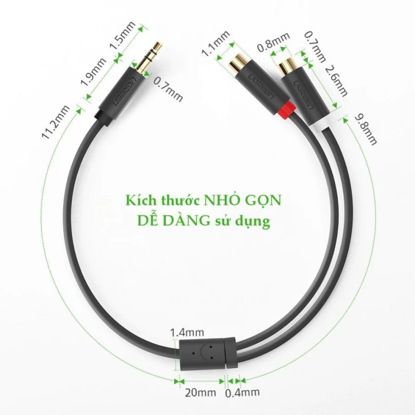 Dây AV 3.5mm male sang 2RCA female Ugreen 10547 AV109 — ảnh 10