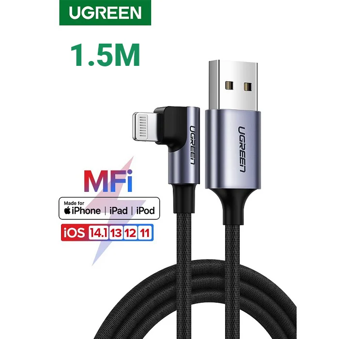 Dây cáp sạc Lightning đầu type C Ugreen US305 60764 US vuông góc dài 1.5m