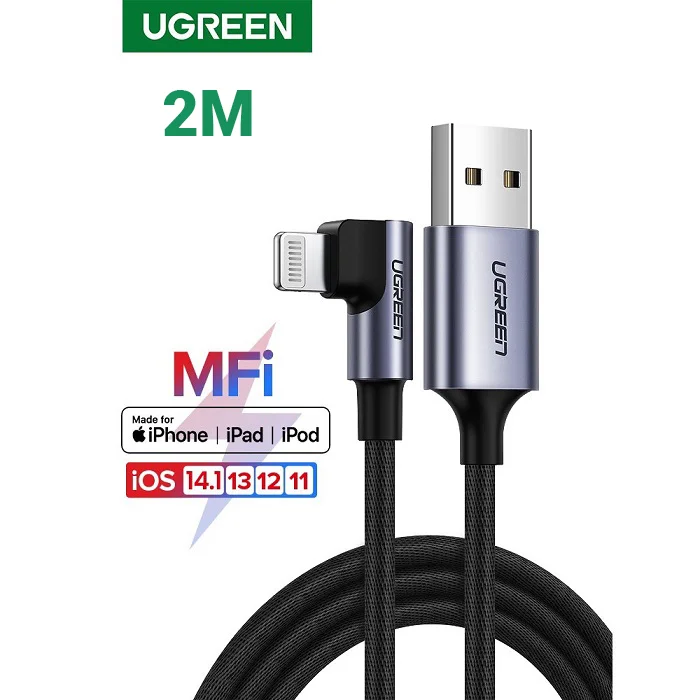 Dây cáp sạc Lightning đầu type C Ugreen US305 60765 US vuông góc