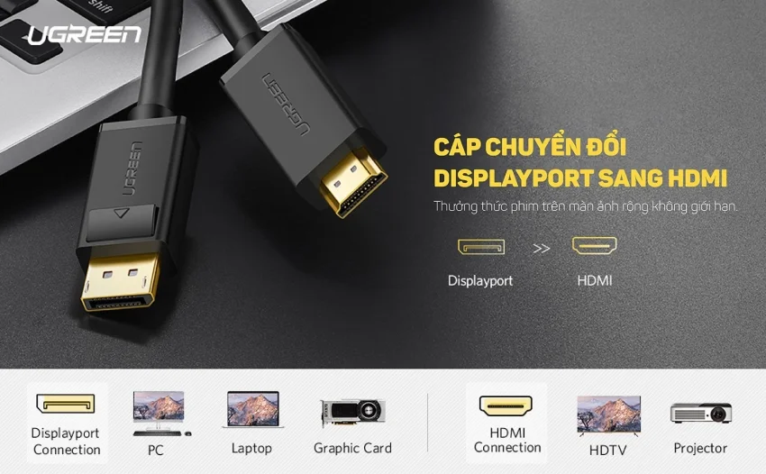 Dây chuyển đổi có chipset Displayport sang HDMI dài 1M Ugreen (10238) — ảnh 4