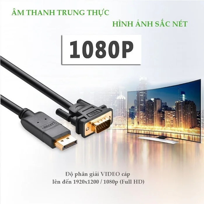 Dây chuyển đổi có chipset Displayport sang VGA dài 1.5M Ugreen (10247) — ảnh 2