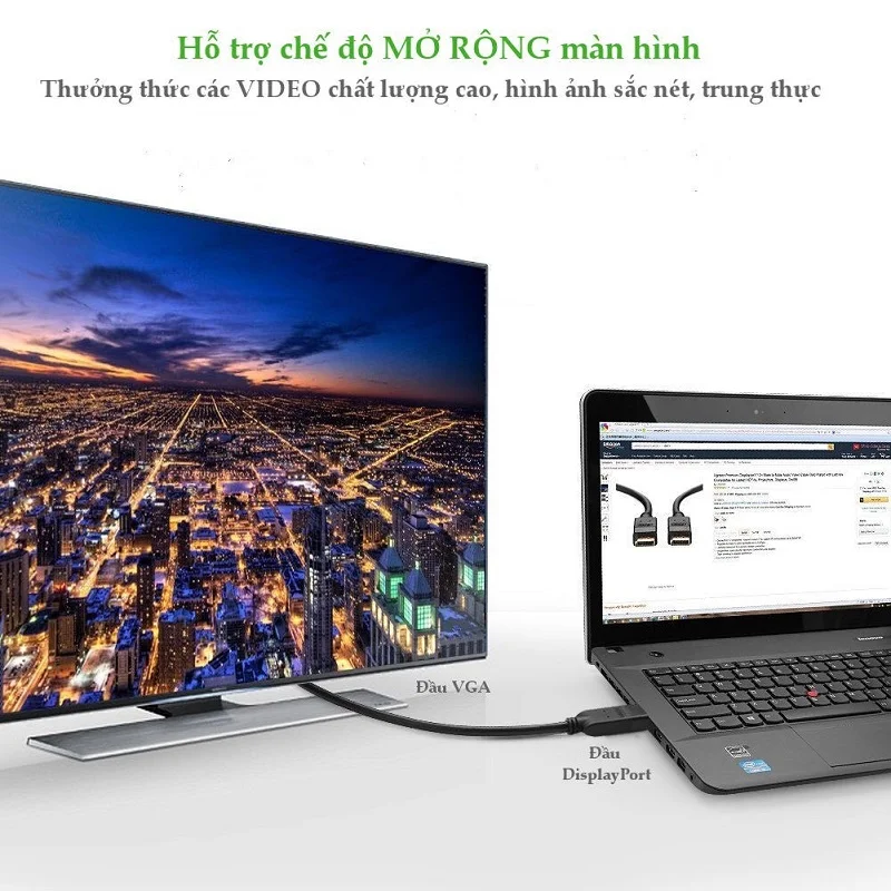 Dây chuyển đổi có chipset Displayport sang VGA dài 1.5M Ugreen (10247)