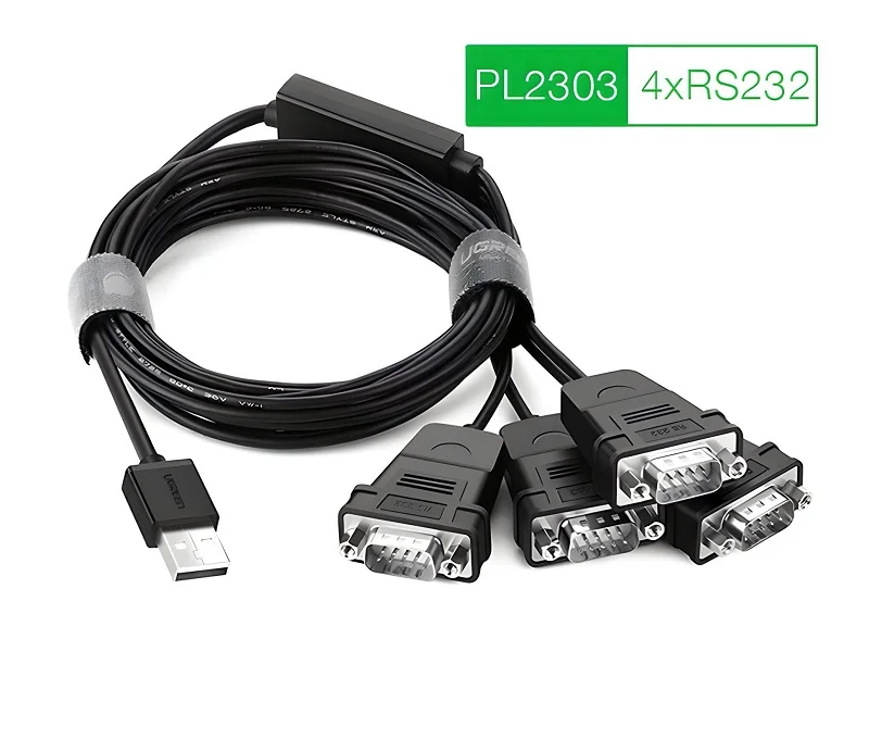 Dây chuyển đổi có chipset USB 2.0 sang 4 RS232 màu đen dài 1.5M Ugreen (30770) — ảnh 2