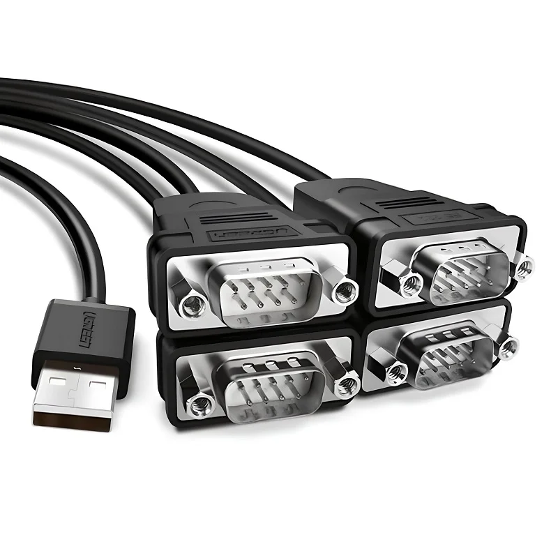 Dây chuyển đổi có chipset USB 2.0 sang 4 RS232 màu đen dài 1.5M Ugreen (30770)
