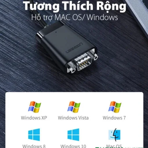 Dây chuyển đổi có chipset USB-C 2.0 sang cổng COM RS-232 dài 1.5M Ugreen (70612)