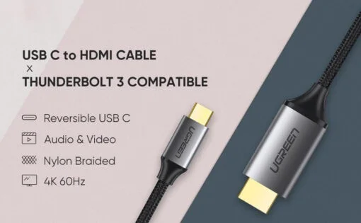 Dây chuyển đổi có chipset USB Type-C sang HDMI dài 2M Ugreen (50571) — ảnh 5
