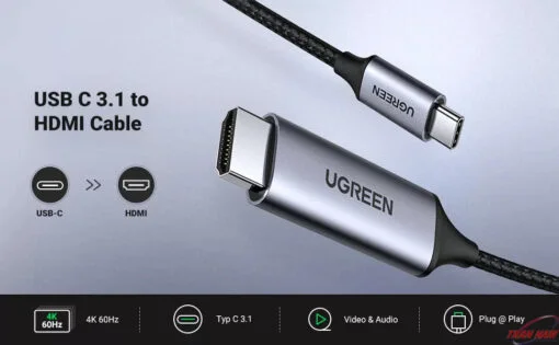 Dây chuyển đổi có chipset USB Type-C sang HDMI dài 3M Ugreen (50766) — ảnh 4