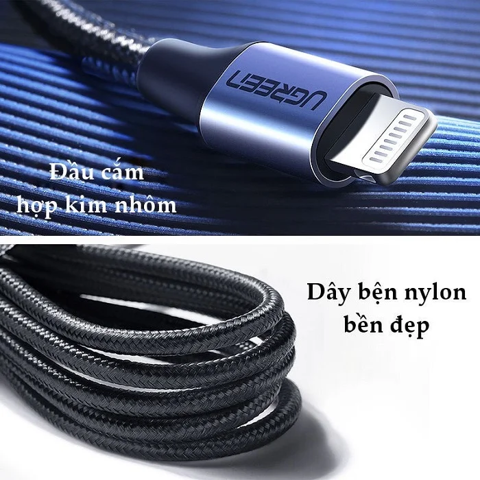 Dây chuyển đổi USB-C sang lightning có chip , màu đen dài 1.5m Ugreen US304 (60760) — ảnh 3