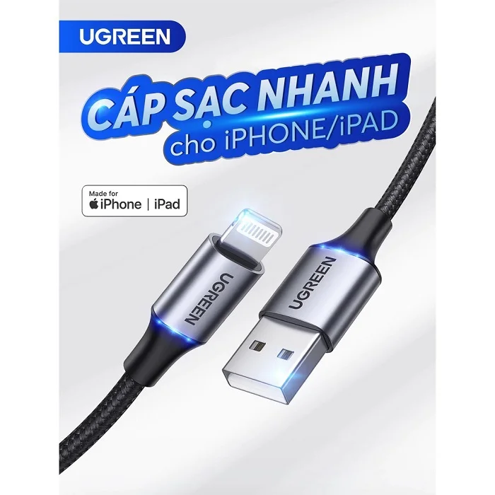 Dây chuyển đổi USB-C sang lightning có chip , màu đen dài 1.5m Ugreen US304 (60760) — ảnh 6