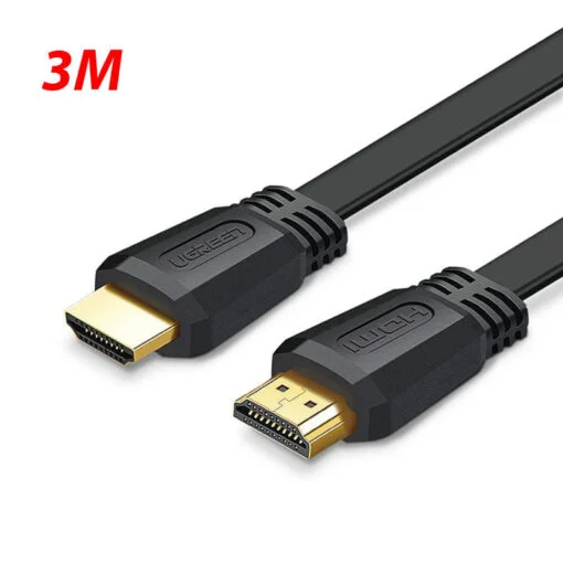 Dây HDMI 2.0 đồng 100%, 19+1 dẹt màu đen dài 3M Ugreen (50820) — ảnh 1