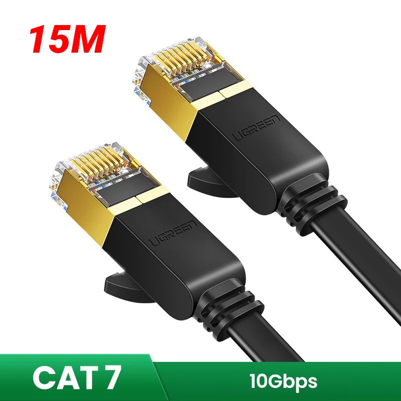 Dây mạng LAN , CAT7 STP, dẹt màu đen, dài 15M Ugreen (11266) — ảnh 1