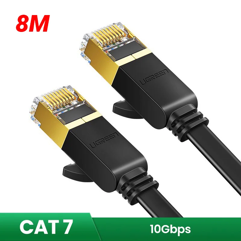 Dây mạng LAN , CAT7 STP, dẹt màu đen, dài 8M Ugreen (11264)