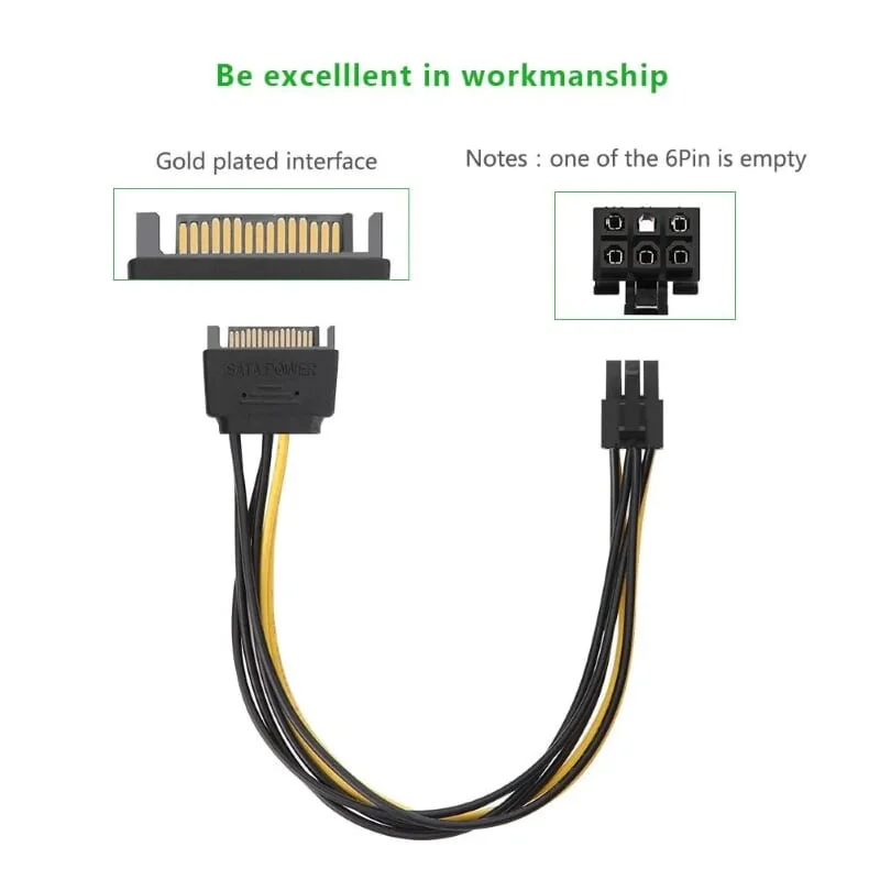 Dây nguồn 1 chiều SATA 15 chân sang PCI-E 6 chân dài 20cm Ugreen (10635)