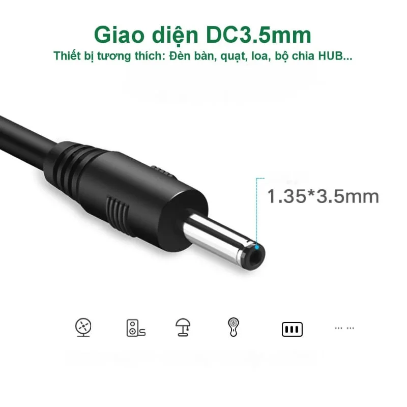 Dây nguồn 1 chiều USB 2.0 sang đầu cái 3.5mm Ugreen (10376) — ảnh 3