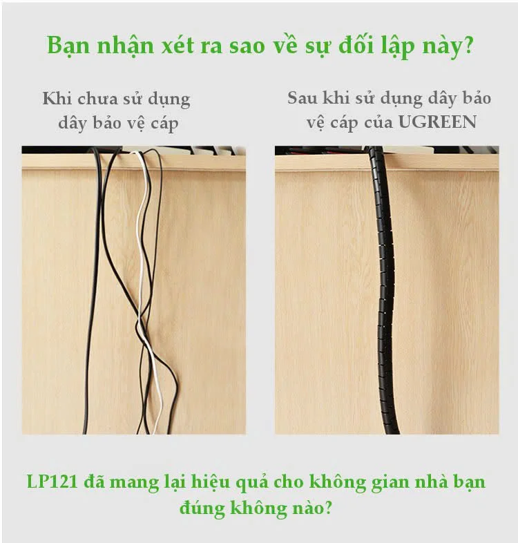 Dây ống xoắn bảo vệ dây cáp chống rối dài 3m UGREEN LP121 30819
