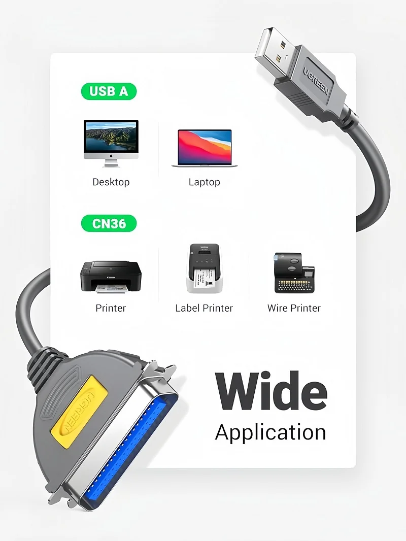 Dây USB 2.0 sang IEEE1284 Parallel Printer, dài 2M Ugreen (20225)