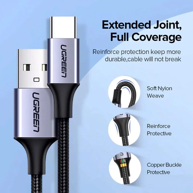 Dây USB Type A sang Type C màu đen dài 1M Ugreen 60126 US288 — ảnh 3