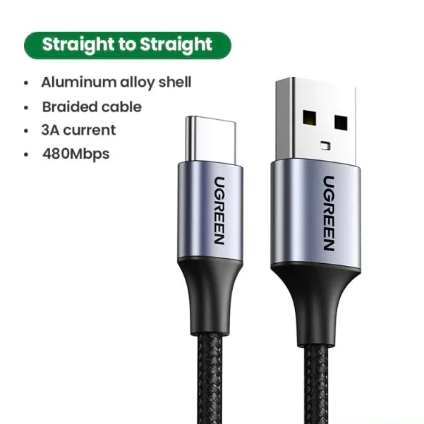 Dây USB Type A sang Type C màu đen dài 2M Ugreen 60128 US288 — ảnh 2