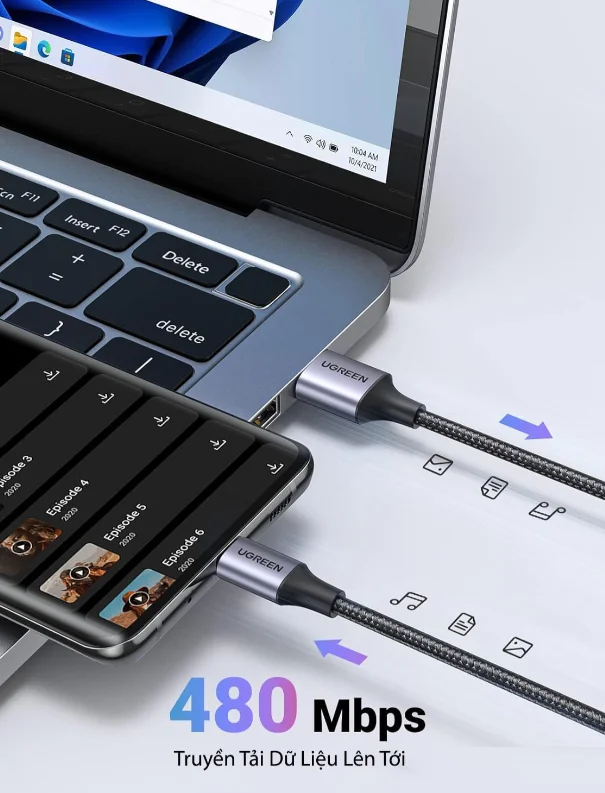 Dây USB Type A sang Type C màu đen dài 3M Ugreen 60408 US288 — ảnh 6
