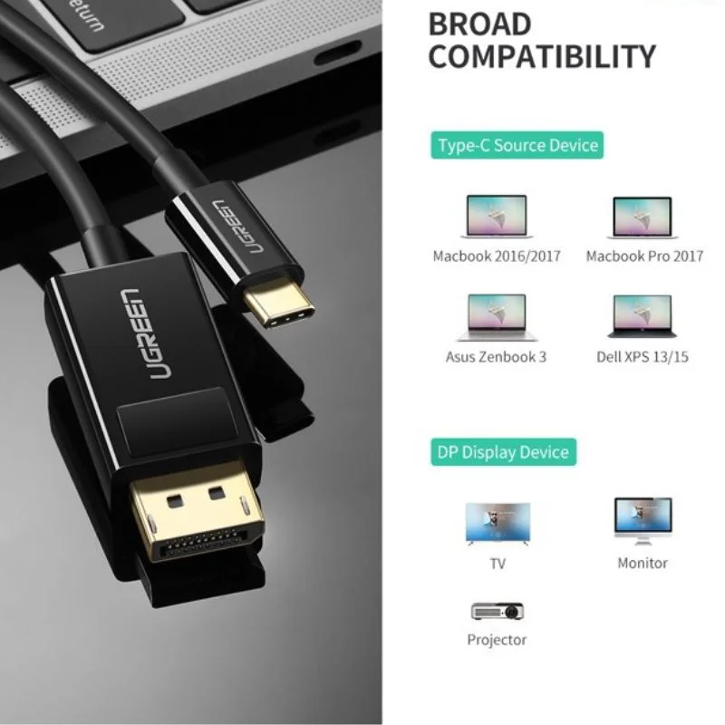 Dây USB Type C sang DisplayPort màu đen dài 1.5M Ugreen (50994) — ảnh 3