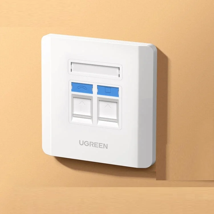 Đế RJ45 và RJ11 âm tường bằng nhựa màu trắng Ugreen (80182) — ảnh 2