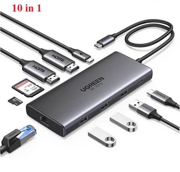 Docking Station 10 in 1 Type-C Thunderbolt Revodok Pro 210 ra HDMI, USB, LAN, SD/TF, PD Ugreen 15534