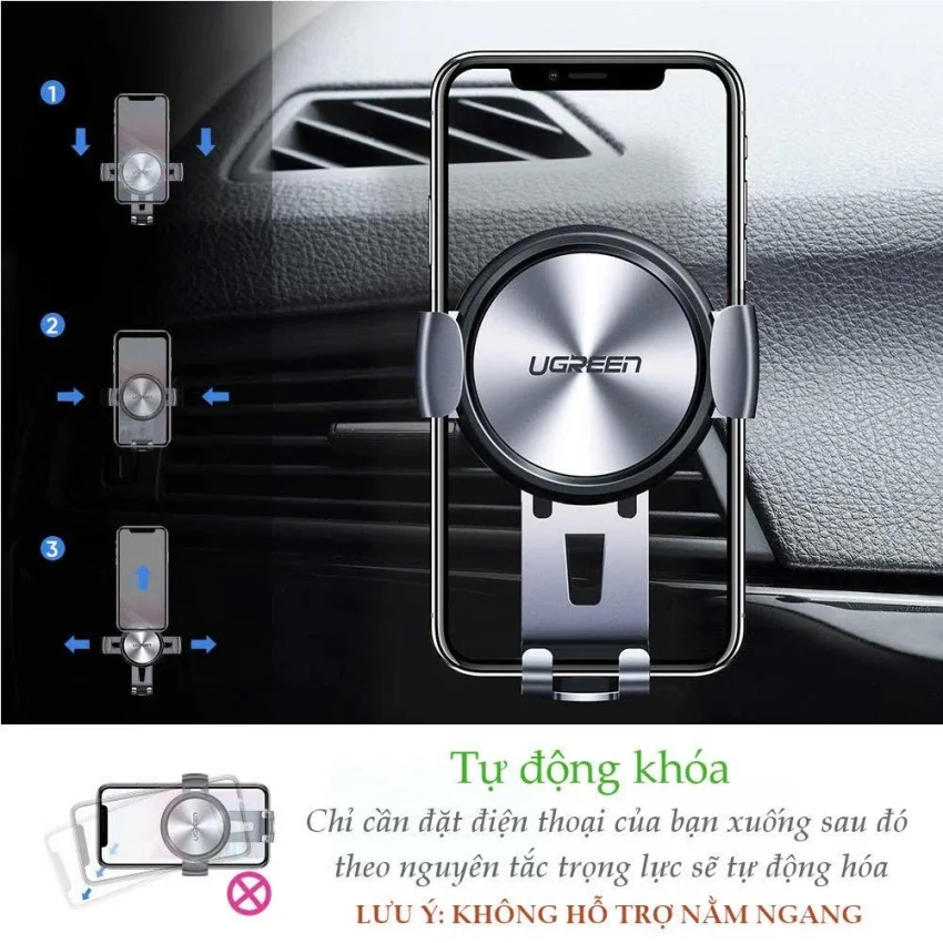 Giá đỡ điện thoại Cắm khe gió điều hòa trên xe hơi kích thước từ 4.7 đến 6.5 inch UGREEN LP130 50564
