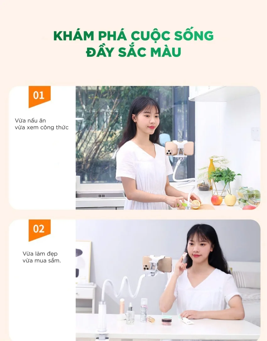 Giá đỡ điện thoại UGREEN LP113 kẹp bàn, cổ nghỗng, xoay 360 độ