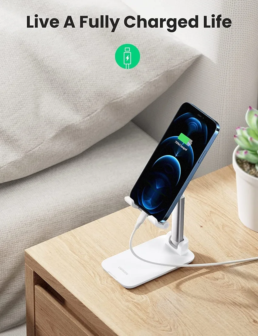 Giá đỡ điện thoại UGREEN LP373 gấp gọn, mặt đệm silicon chống trầy xước