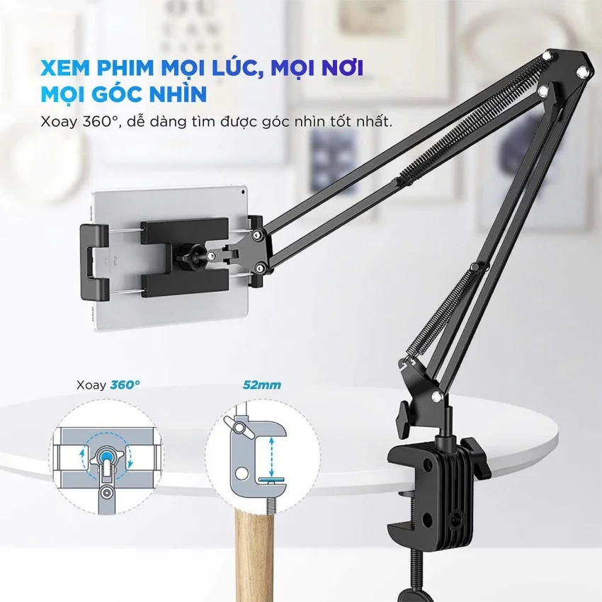 Giá đỡ kẹp bàn cho điện thoại và máy tính bảng Xoay 360 UGREEN LP142 50394 phù hợp 4 - 12.9inch