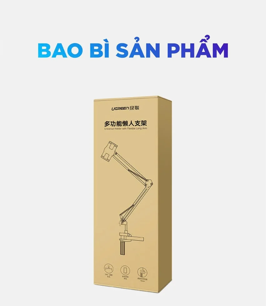 Giá đỡ kẹp bàn cho điện thoại và máy tính bảng Xoay 360 UGREEN LP142 50394 phù hợp 4 - 12.9inch