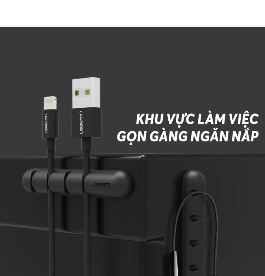 Giá đỡ kẹp dây sạc điện thoại dây âm thanh dây cáp mạng 4 khe cài UGREEN LP208 50257 — ảnh 4