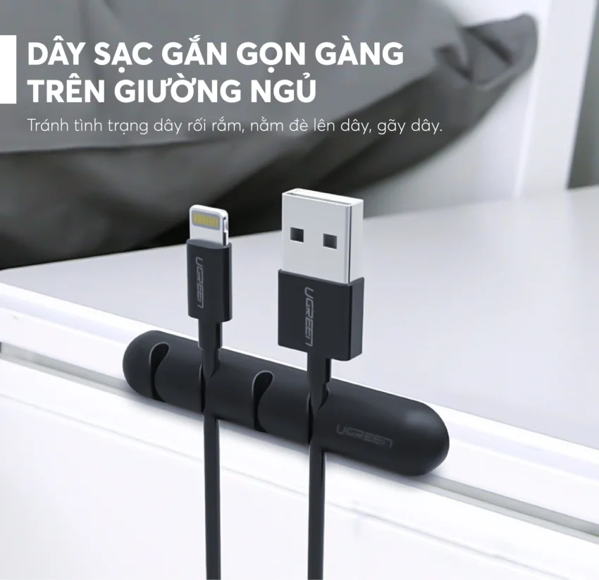 Giá đỡ kẹp dây sạc điện thoại dây âm thanh dây cáp mạng 4 khe cài UGREEN LP208 50257