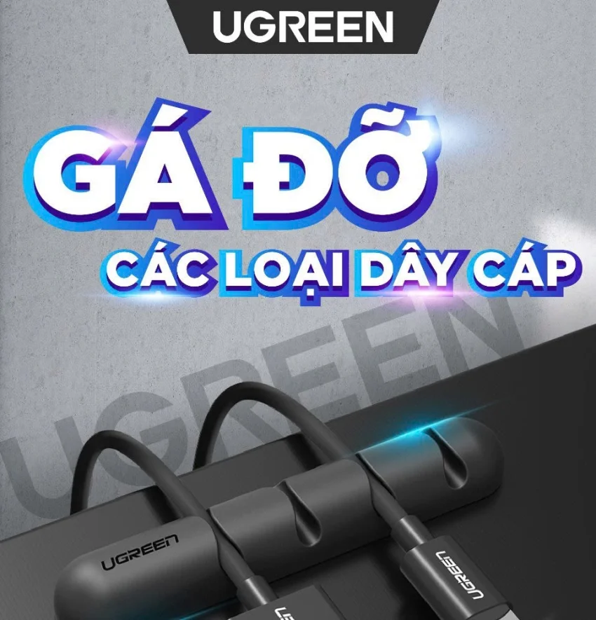 Giá đỡ kẹp dây sạc điện thoại dây âm thanh dây cáp mạng 4 khe cài UGREEN LP208 50257 — ảnh 7