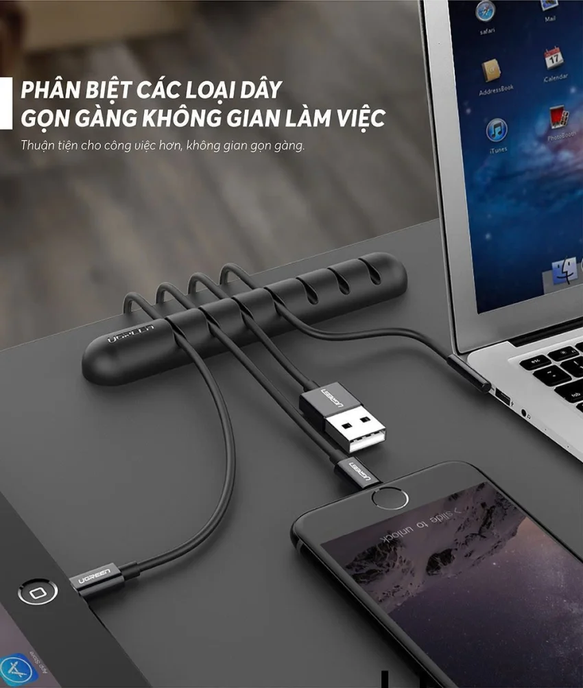 Giá đỡ kẹp dây sạc điện thoại dây âm thanh dây cáp mạng 7 khe cài UGREEN LP208 50320