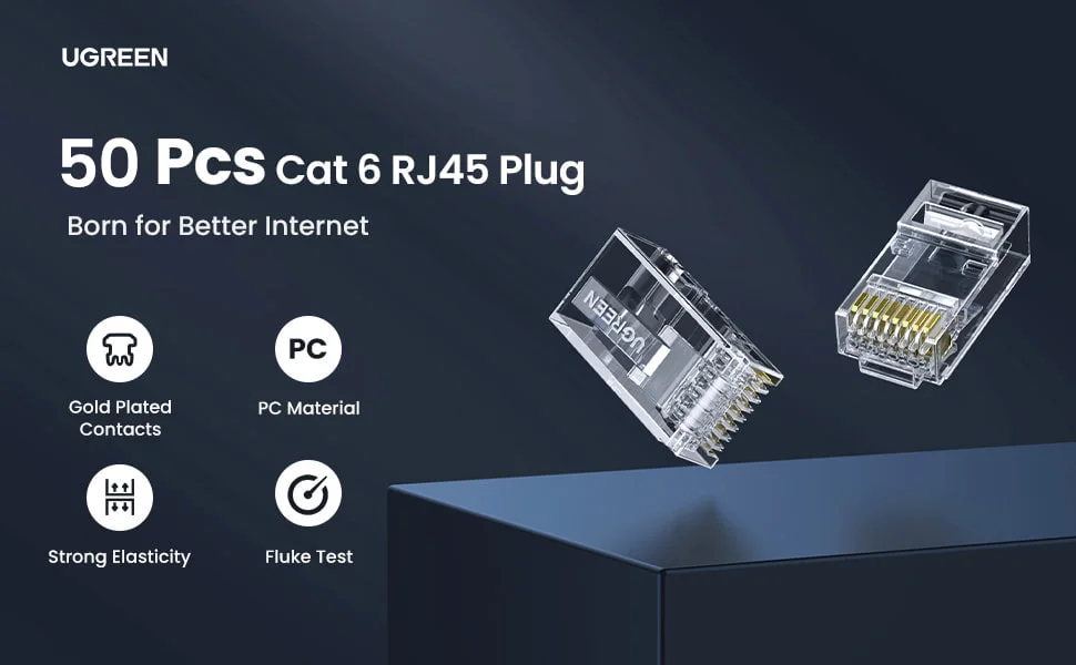 Hạt mạng RJ45 xuyên thấu hộp 50c Cat5/Cat6 Ugreen 20798 cao cấp