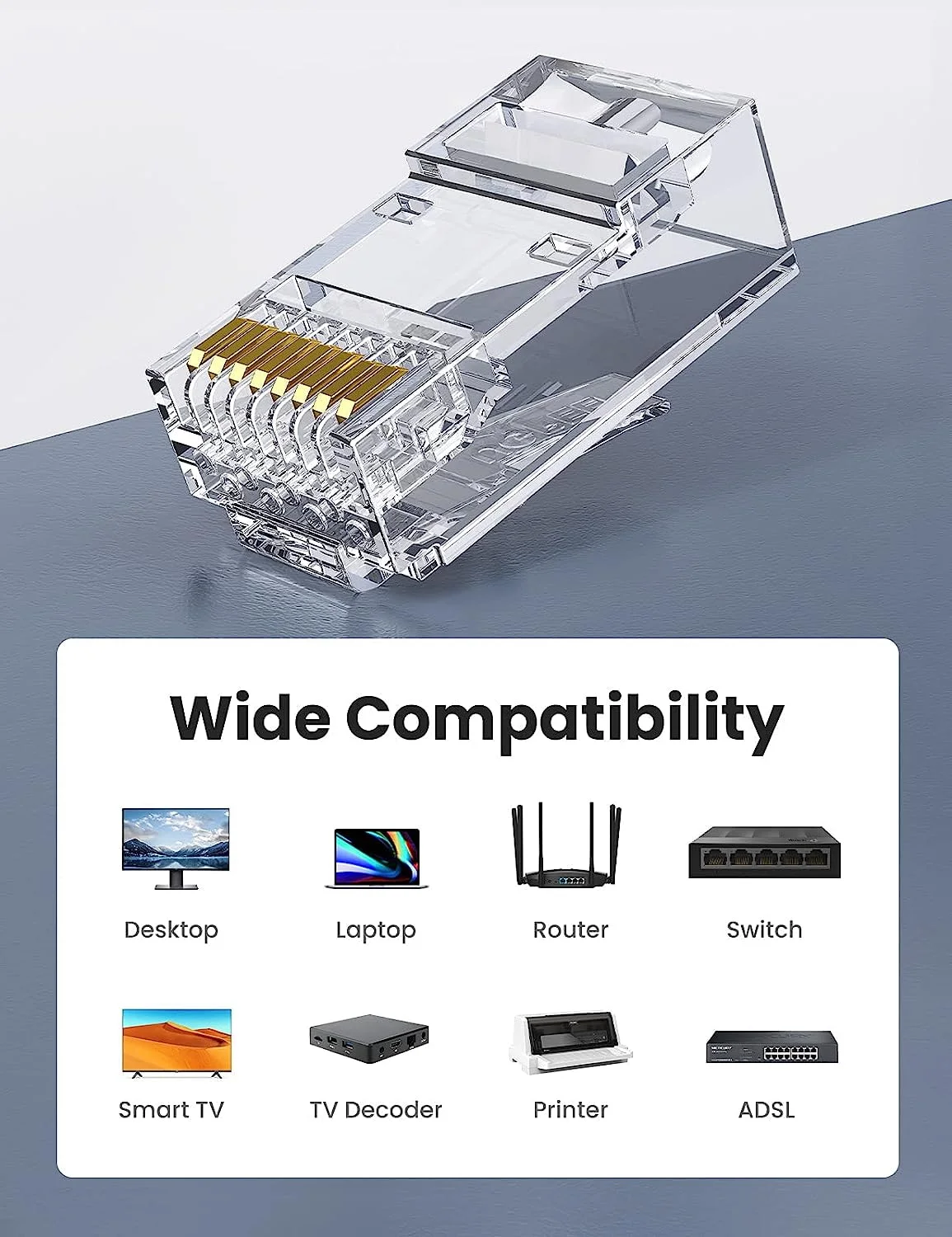 Hạt mạng RJ45 xuyên thấu hộp 50c Cat5/Cat6 Ugreen 20798 cao cấp