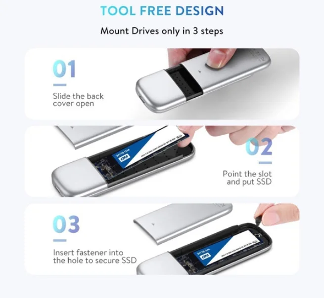 Hộp box đựng ổ cứng SSD M.2 B-Key & MB Key 2TB USB 3.0 Ugreen 60530 cao cấp (Vỏ Nhôm)