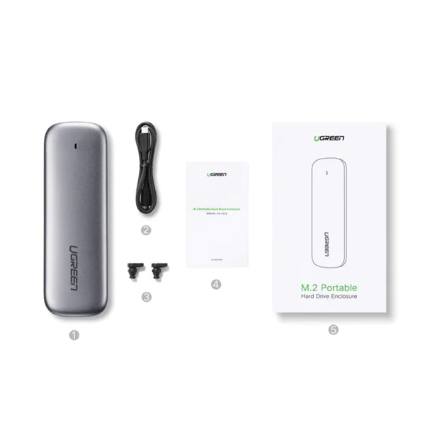 Hộp box đựng ổ cứng SSD M.2 B-Key USB Type-C Ugreen 60354 chính hãng